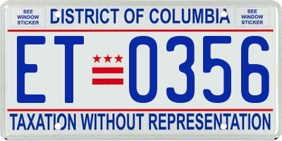 DC license plate ET0356
