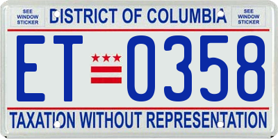 DC license plate ET0358
