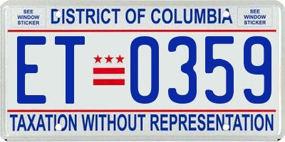 DC license plate ET0359