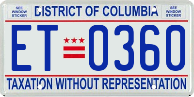 DC license plate ET0360