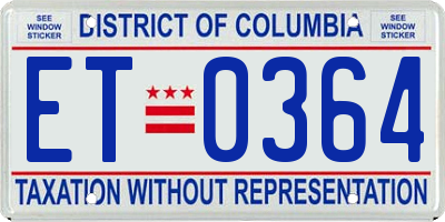 DC license plate ET0364