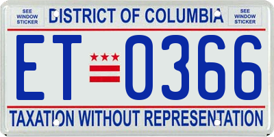 DC license plate ET0366