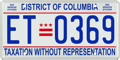 DC license plate ET0369
