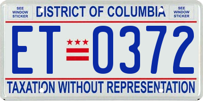 DC license plate ET0372