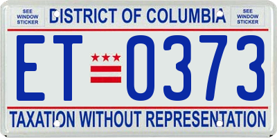 DC license plate ET0373