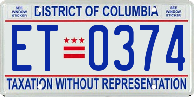 DC license plate ET0374