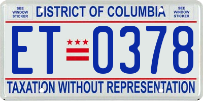 DC license plate ET0378