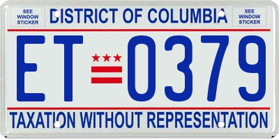 DC license plate ET0379