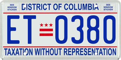 DC license plate ET0380