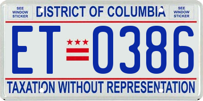 DC license plate ET0386