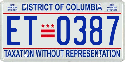 DC license plate ET0387