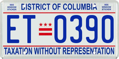 DC license plate ET0390
