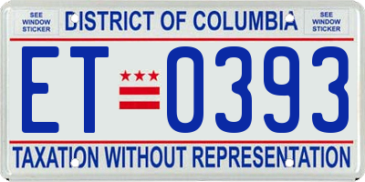 DC license plate ET0393