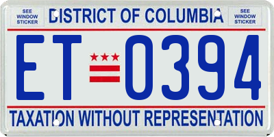 DC license plate ET0394