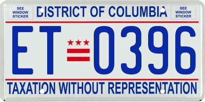 DC license plate ET0396