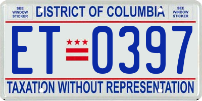 DC license plate ET0397
