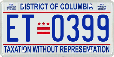 DC license plate ET0399