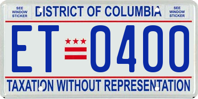 DC license plate ET0400