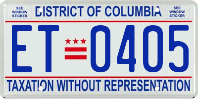 DC license plate ET0405