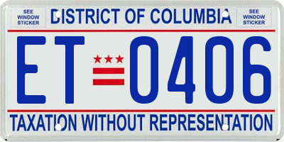 DC license plate ET0406