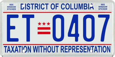DC license plate ET0407