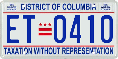 DC license plate ET0410