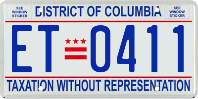 DC license plate ET0411