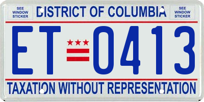 DC license plate ET0413