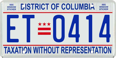 DC license plate ET0414