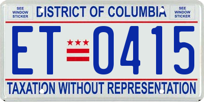 DC license plate ET0415