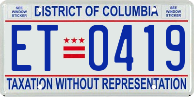 DC license plate ET0419