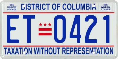 DC license plate ET0421