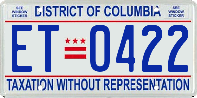 DC license plate ET0422