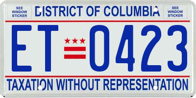 DC license plate ET0423