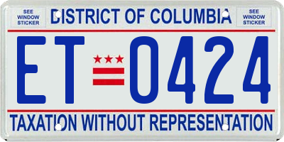 DC license plate ET0424