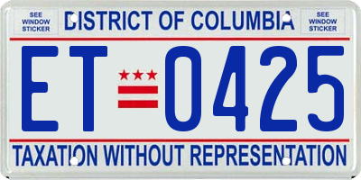 DC license plate ET0425
