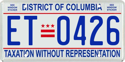 DC license plate ET0426