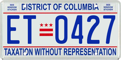DC license plate ET0427