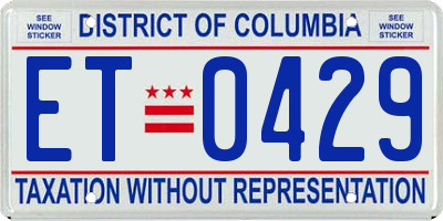 DC license plate ET0429