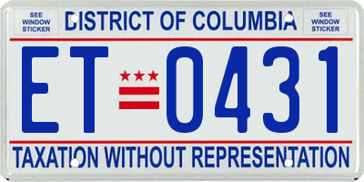 DC license plate ET0431