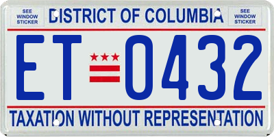 DC license plate ET0432