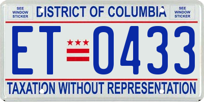 DC license plate ET0433