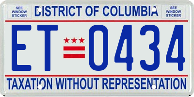 DC license plate ET0434