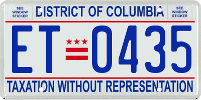 DC license plate ET0435