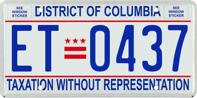 DC license plate ET0437