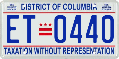 DC license plate ET0440
