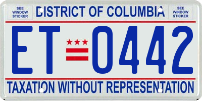 DC license plate ET0442