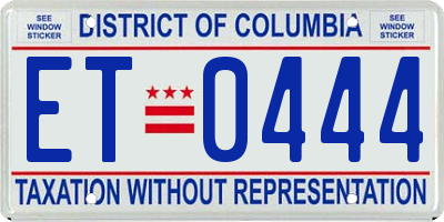 DC license plate ET0444