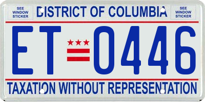DC license plate ET0446