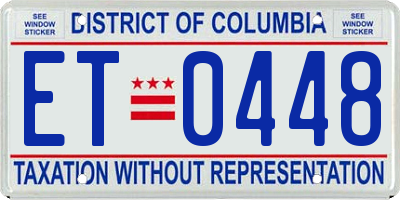 DC license plate ET0448